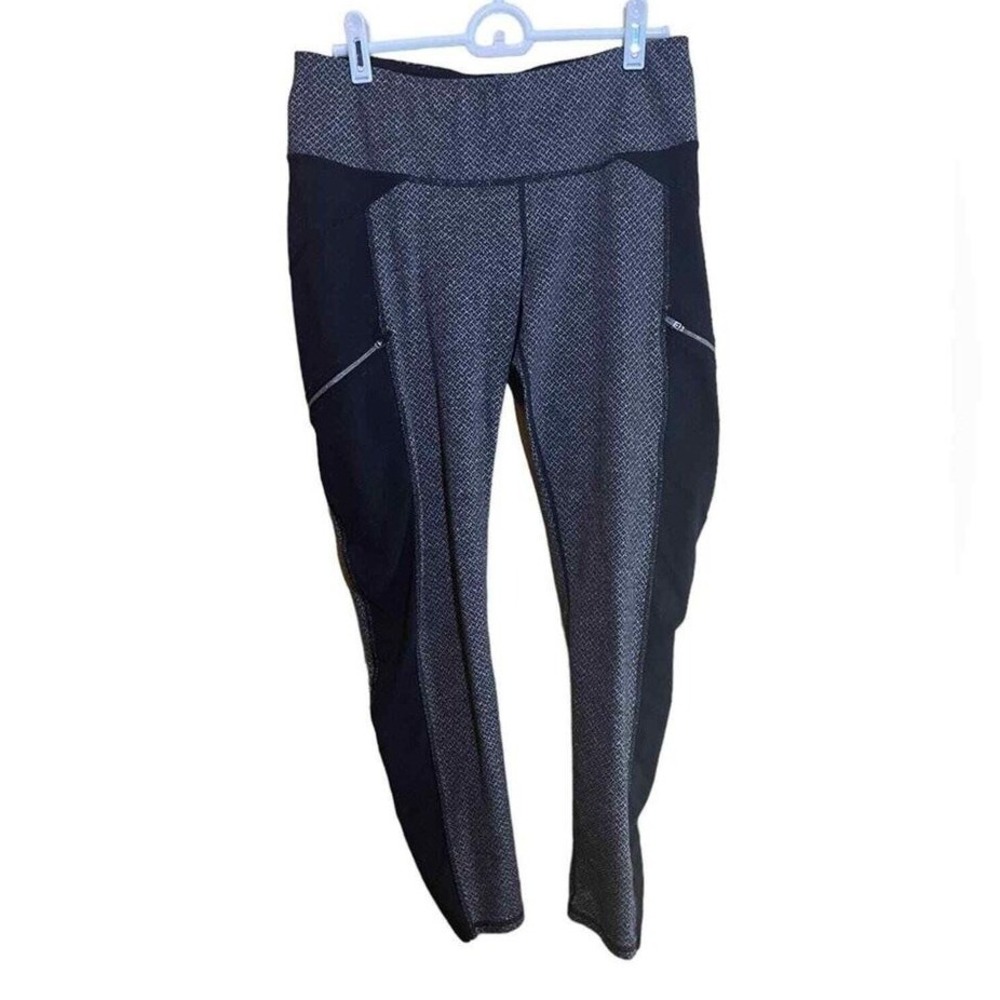Athleta Womens Grey Herringbone Zipper Pocket High Rise Athletic Leggings Size M